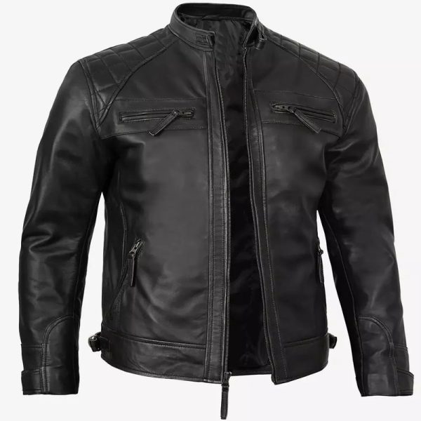 Men's Black Lambskin Biker Jacket