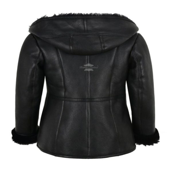 Ladies Black Sheepskin Fur Flying Jacket