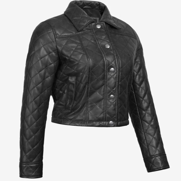 Genuine Black Cropped Leather Biker Jacket