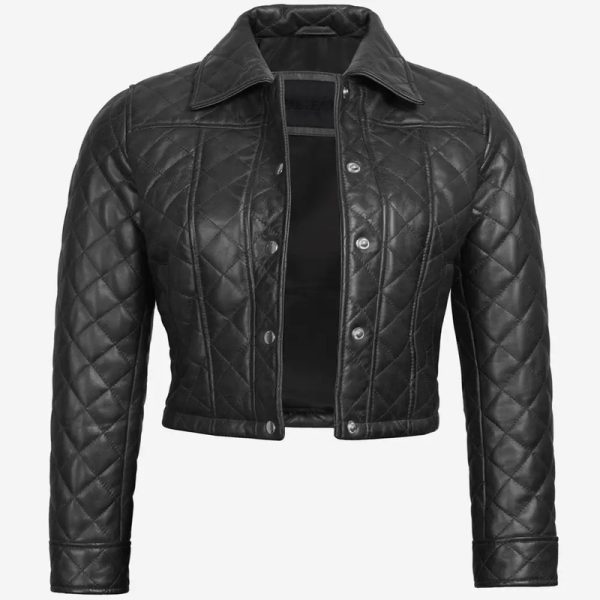 Genuine Black Cropped Leather Biker Jacket