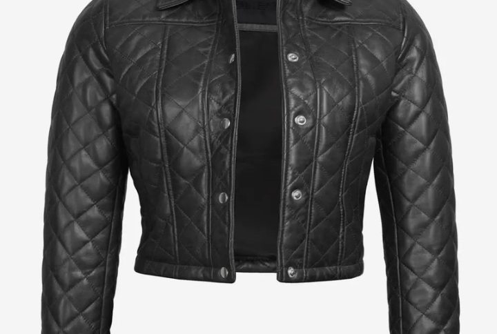 Genuine Black Cropped Leather Biker Jacket