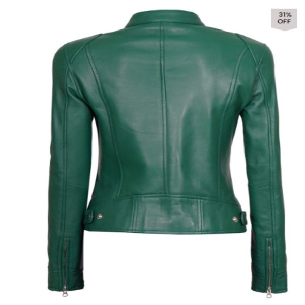 Green Café Racer Motorcycle Jacket for Women