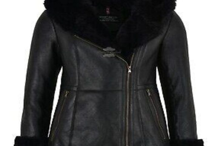 Ladies Black Sheepskin Fur Flying Jacket