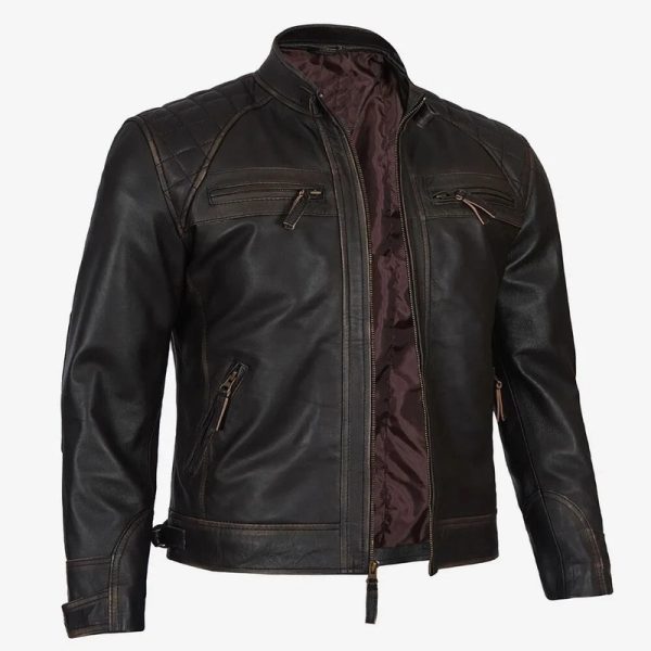 Genuine Lambskin Dark Brown Biker Jacket