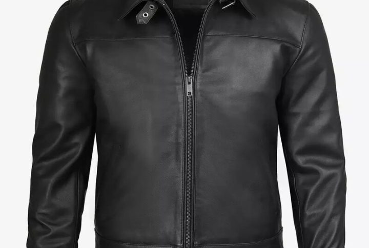 Men’s Black Calf Leather Shirt Collar Jacket