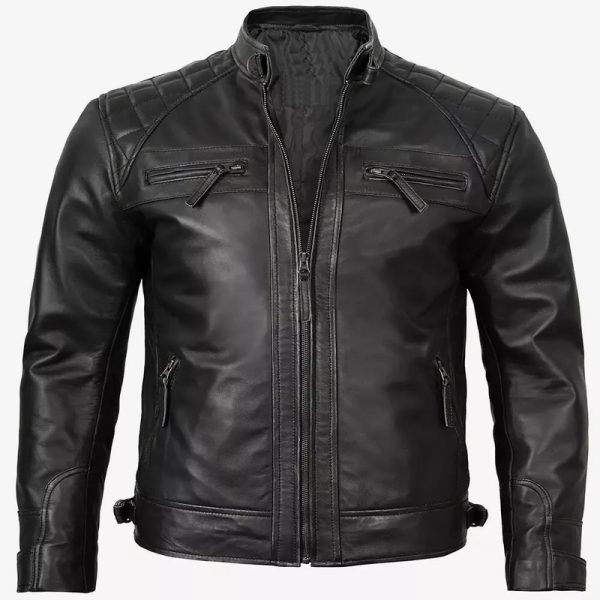 Men's Black Lambskin Biker Jacket