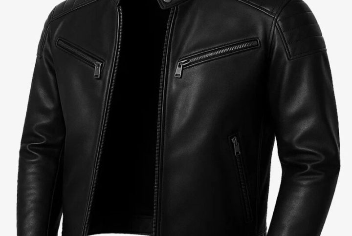 Men’s Black Ribbed Shoulder Lambskin Jacket