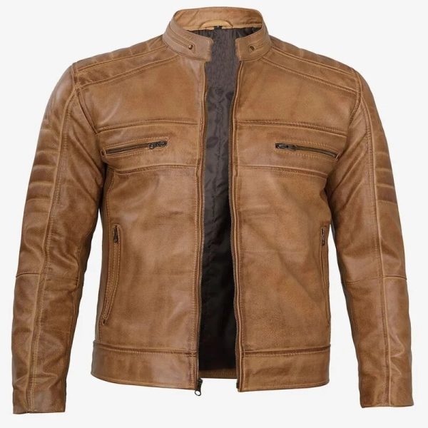 Men’s Classic Camel Brown Biker Jacket