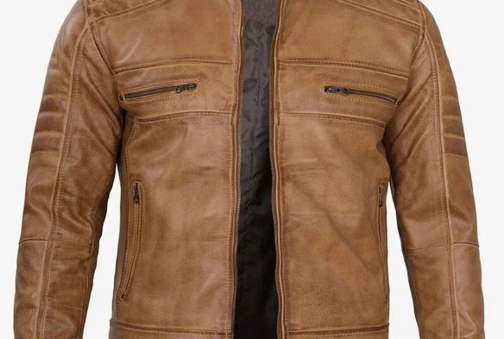 Men’s Classic Camel Brown Biker Jacket