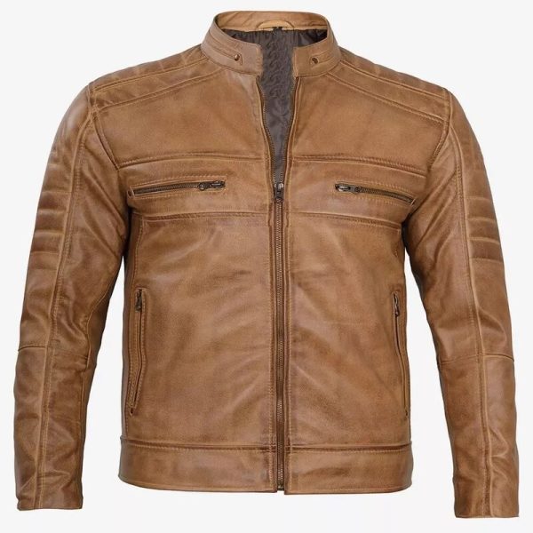 Men’s Classic Camel Brown Biker Jacket