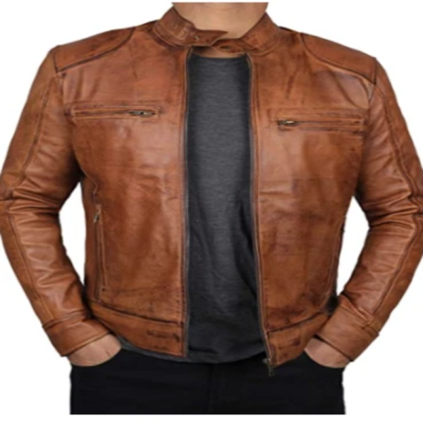 Men’s Genuine Brown Motorcycle Leather Jacket