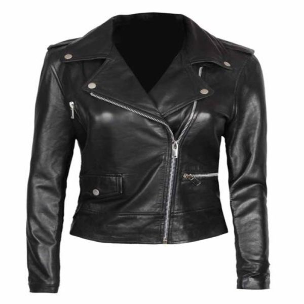 Women’s Black Asymmetrical Leather Moto Jacket