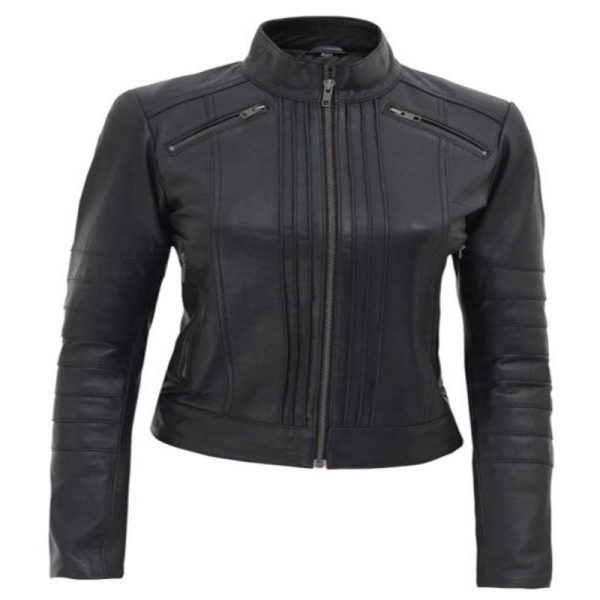 Women’s Black Café Racer Leather Jacket