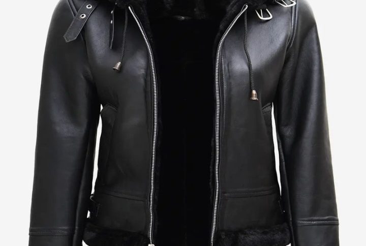 Women’s Black Lambskin Shearling Moto Jacket