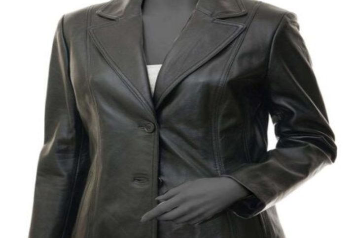 Women’s Black Wide Lapel Leather Blazer