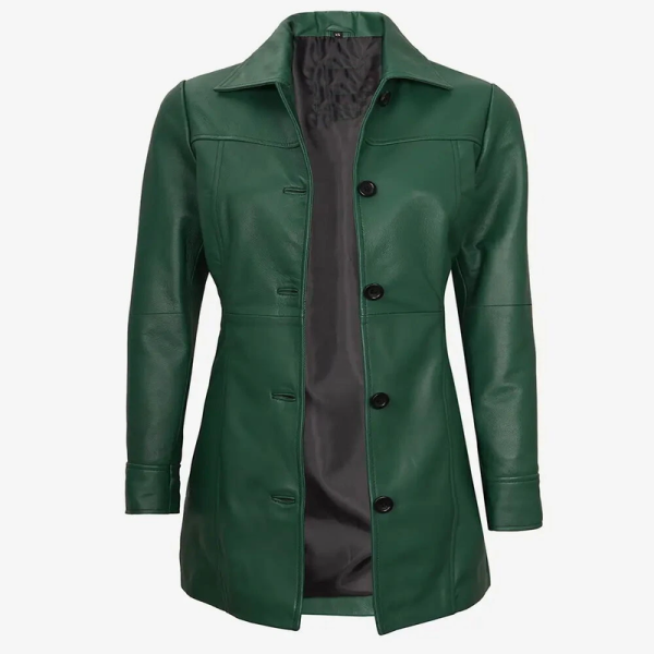 Women’s Genuine Green Leather Coat