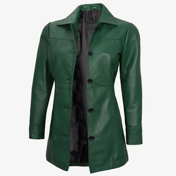 Women’s Genuine Green Leather Coat