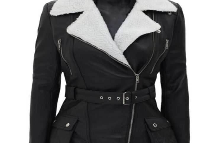 Women’s Shearling Black Leather Moto Jacket
