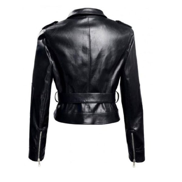 Black Tactical Style Women’s Leather Jacket