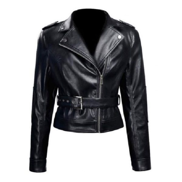 Black Tactical Style Women’s Leather Jacket