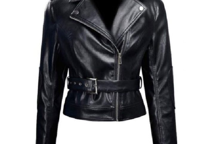 Black Tactical Style Women’s Leather Jacket