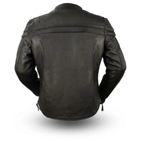 Men’s Black Vented Leather Scooter Jacket