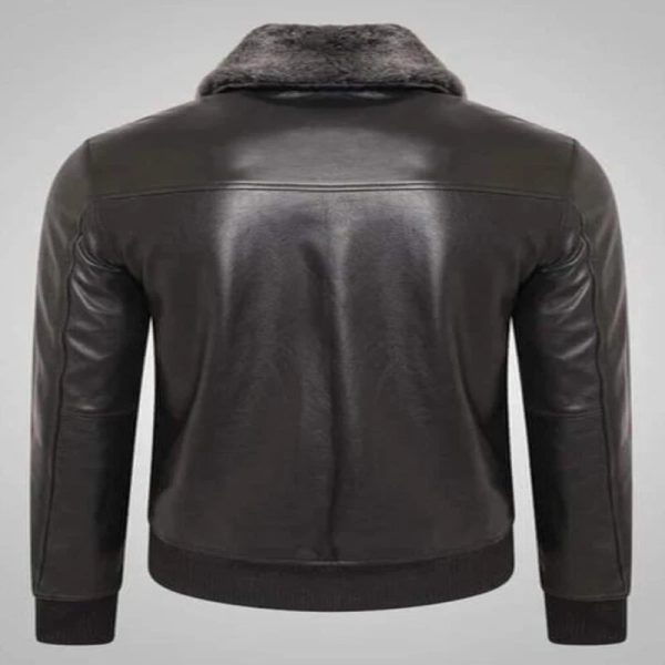 Men’s Genuine Black Leather Pilot Bomber Jacket
