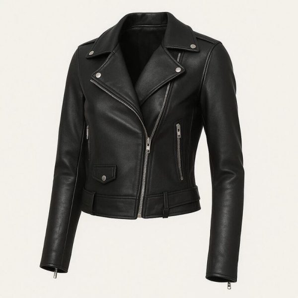 Genuine Black Slim Fit Leather Biker Jacket