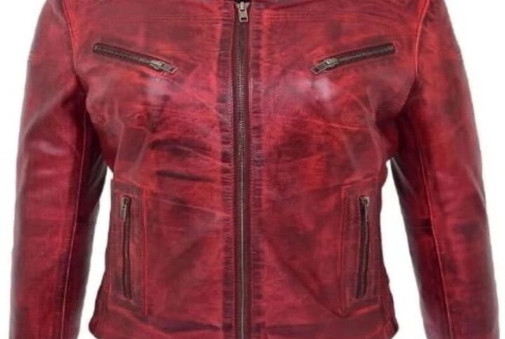 Genuine Dark Red Café Racer Leather Jacket
