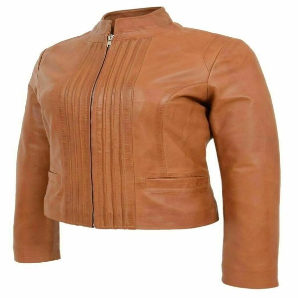Women’s Genuine Sheepskin Tan Leather Jacket