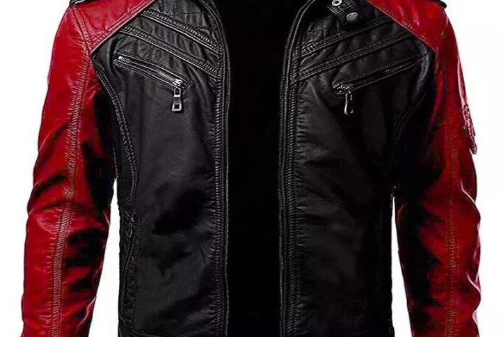 Men’s Black & Red Motorcycle Leather Jacket
