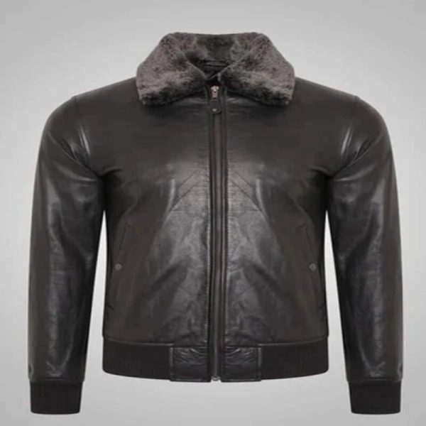 Men’s Genuine Black Leather Pilot Bomber Jacket