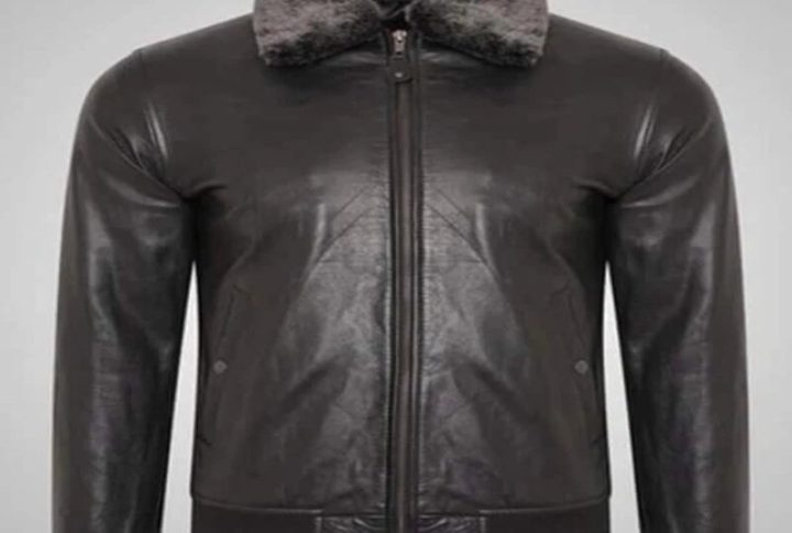 Men’s Genuine Black Leather Pilot Bomber Jacket