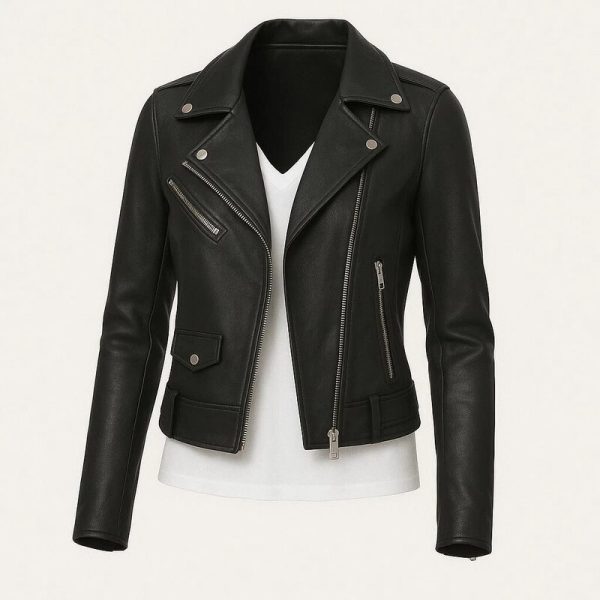 Genuine Black Slim Fit Leather Biker Jacket