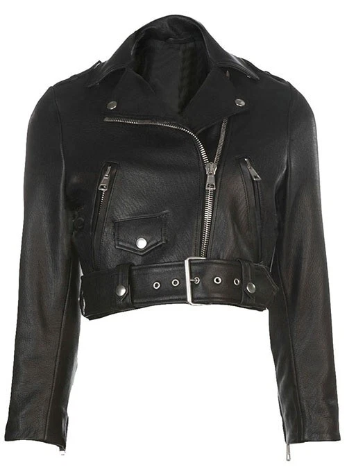 Women’s Black Cropped Short Leather Jacket