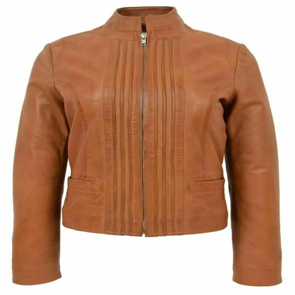 Women’s Genuine Sheepskin Tan Leather Jacket